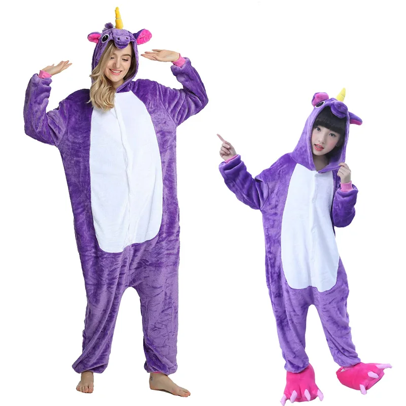 Костюм единорога для взрослых девочек; детский фланелевый комбинезон с единорогом; костюм Человека-паука для женщин; аниме-комбинезон; Маскировка; цельный костюм - Цвет: Purple unicorn