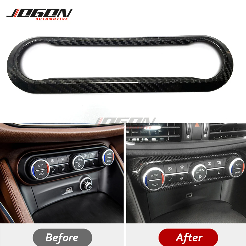 Real Carbon Fiber For Alfa Romeo Stelvio 949 2017- 2020 Car Accessories Air Condition AC Adjust Control Button Switch Cover Trim