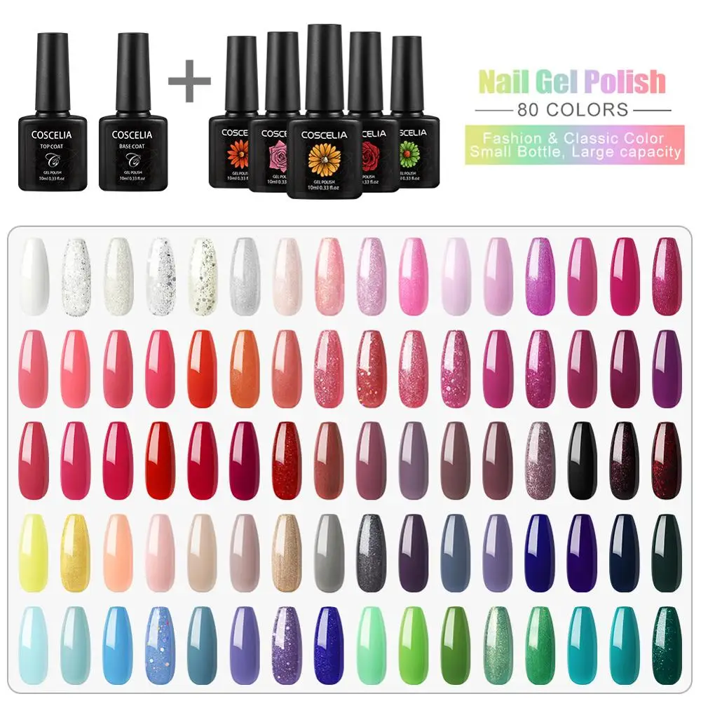 Photo Product COSCELIA Gel Nail Polish Kit 10ML Soak Off Semi Permanent UV Gel Nail Polish Set Varnish Kit For Manicure Nail Art Set