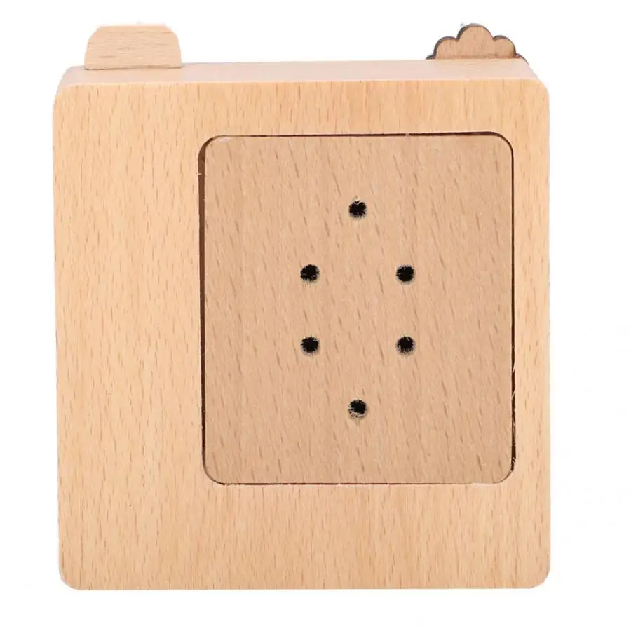 Wooden Phonograph Shape Music Box Natural Beech Wood Music Box Crafts Ornaments Kids Girlfriend Birthday Gift