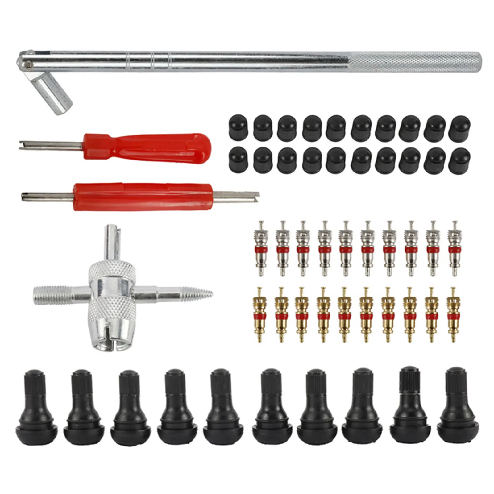 54pcs Tire Valve Stem Installation Remover Repair Tools Kit Car Valve
