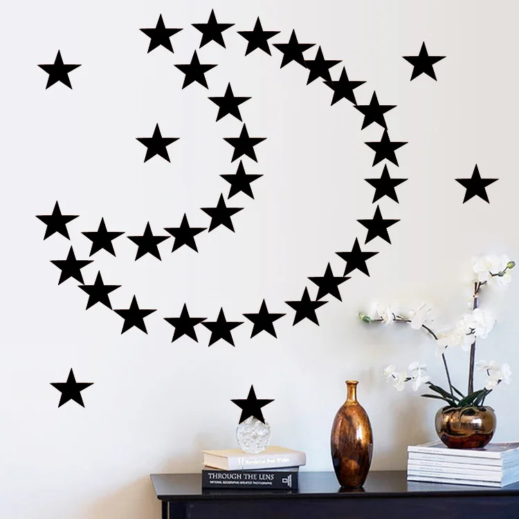 4037 импортные товары резные пятиконечные звезды наклейки на стену Cool Wall Съемная клейкая бумага EBay