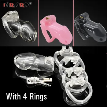 Male Chastity Device Cock Cage Erotic Sex Toys For Men Penis Belt Lock With 4 Penis Rings Lock Adult Games Penile Bdsm Equipment 1