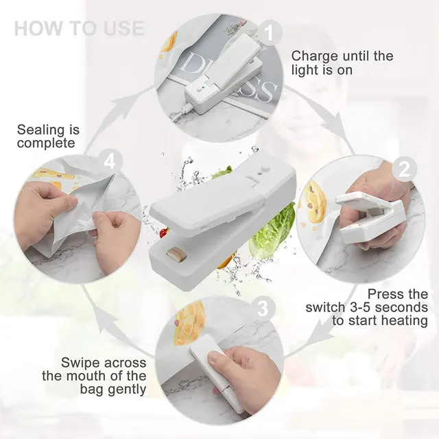 Usb Töltés Mini Tömítőgép Háztartási Snack Műanyag Csomagolózsák Hő Kis - Image 3
