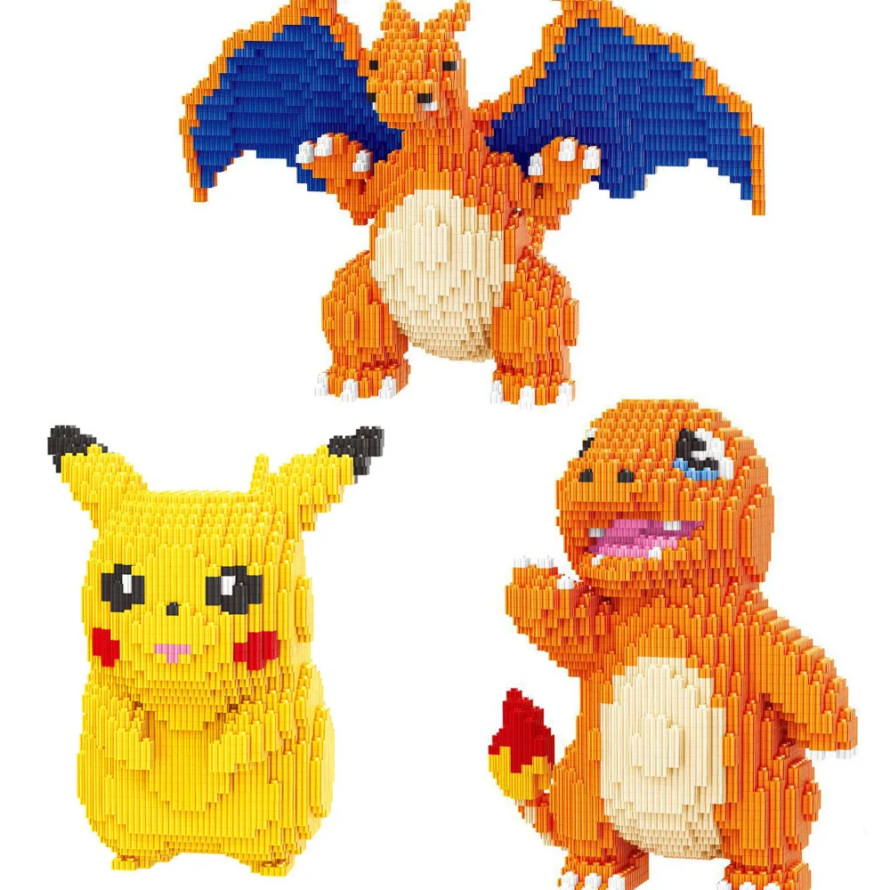 Pokemon Building Blocks Pikachu Charizard Charmander Big 3D Model