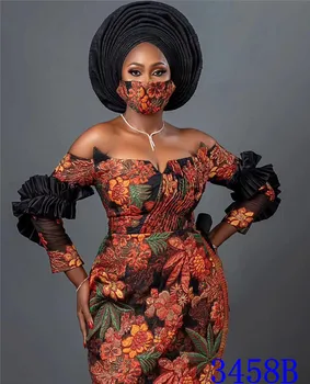 

NIAI 2020 New African Gilding Lace Fabric Cyan Brocade Top French Tulle Jacquard Lace Wedding Party Dress Material XY3458B-1