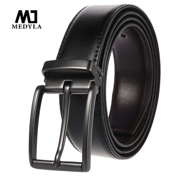 

medyla male belt for mens high quality cow genuine leather belts 2019 hot sale strap fashion new jeans Black Buckle