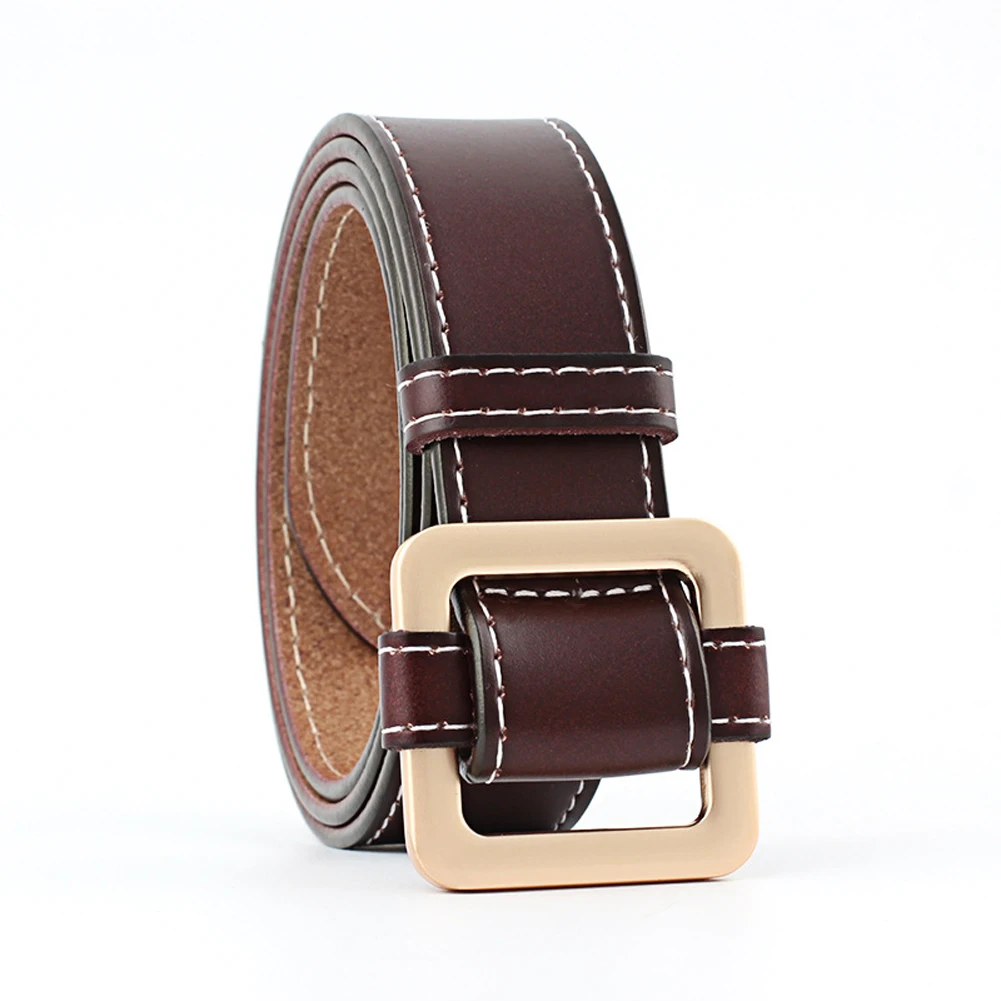 Women Belt Needleless Accessories Fashion PU Leather Adjustable Waist Durable Without Holes Square Buckle Gift Jeans Universal