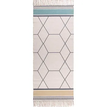 

Cotton And Linen Tassel Woven Carpet Floor Mat Door Bedroom Decorative Tapestry Tea Living Room Carpet Area Rug