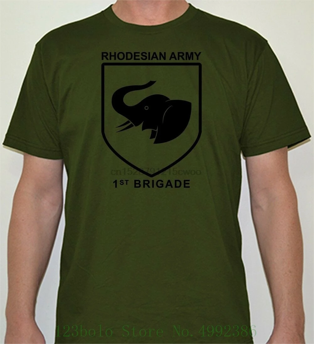 Родезия Футболка-1st Brigade-0939 Топ Футболка хлопок юмором свободная футболка с круглым вырезом под горло
