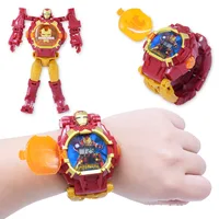 Light Digital Children Watches Boys Cartoon Robot Transformation Wristwatch Toy Mecha Robot Electronic Clock 1