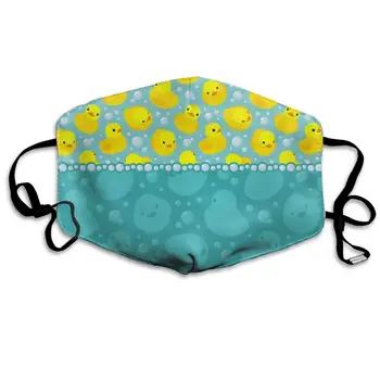 

Soft Mouth Cover Mask Face Masks, Unisex Dust Mask, Rubber Duck Cute Yellow Cartoon Duckies Swimming In Water Pattern With Fun
