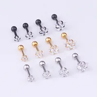 316 Stainless Steel Screw-back Star Zircons Stud Earrings 3mm to 8mm Classical Style Golden IP Plating No Easy Fade Allergy Free 2