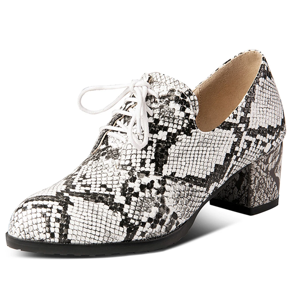 

DORATASIA 2020 New Spring Fashion Snake Veins Pumps Unique mixed-color Dress Pumps Women Med Chunky Heels Shoes Woman