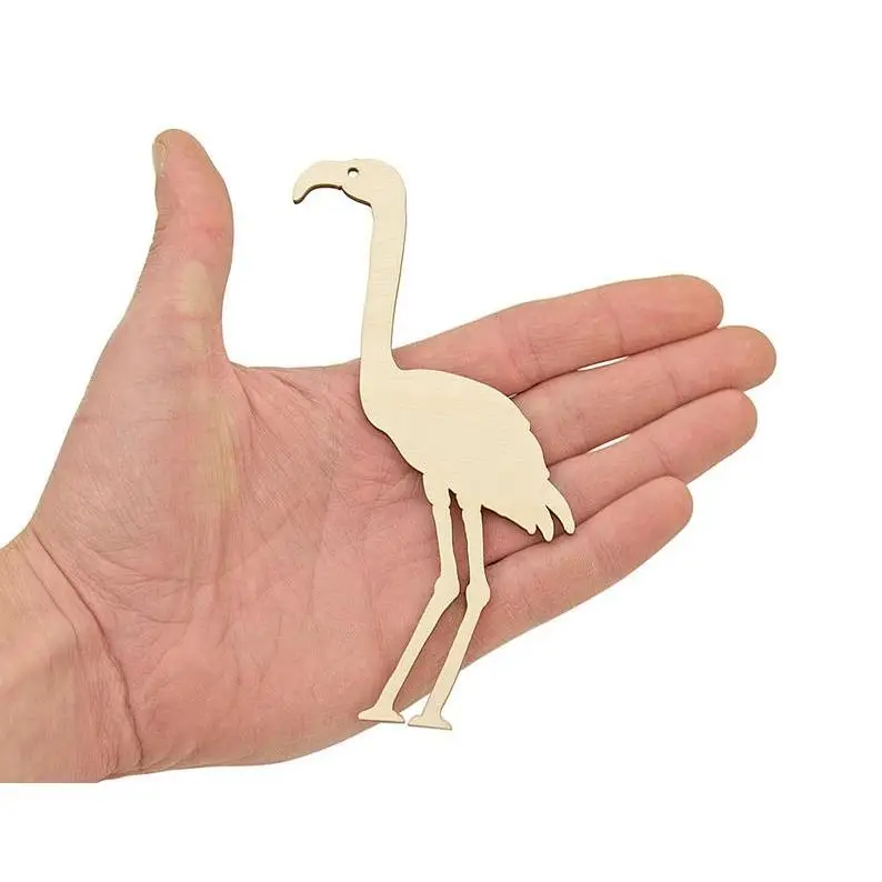 

Wooden Flamingo Bird (14cm) Shape Ornaments Craft Decoration Gift Decoupage Unpainted 0516