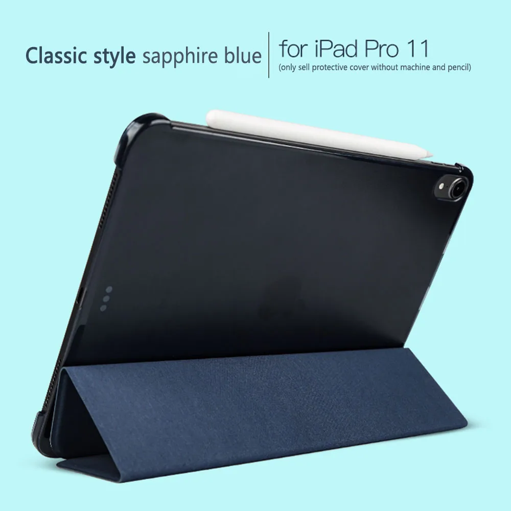 Противоударный Магнитный чехол для ipad pro 11, чехол с тремя сложениями, кожаный флип-чехол с функцией автоматического сна, умный чехол для ipad pro 11