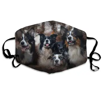 

Dogs Border Collie Washable Reusable Mask, Cotton Anti Dust Half Face Mouth Mask For Kids Teens Men Women With Adjustable Ear