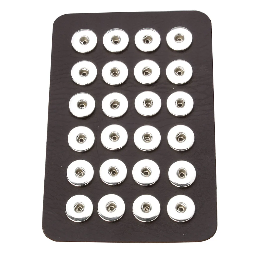 Кнопка оснастки Ювелирная черная натуральная кожа 18 мм кнопка оснастки дисплей для 30 шт. и 24 шт. и 60 шт. DIY Ювелирные изделия мягкий держатель дисплея - Окраска металла: 18