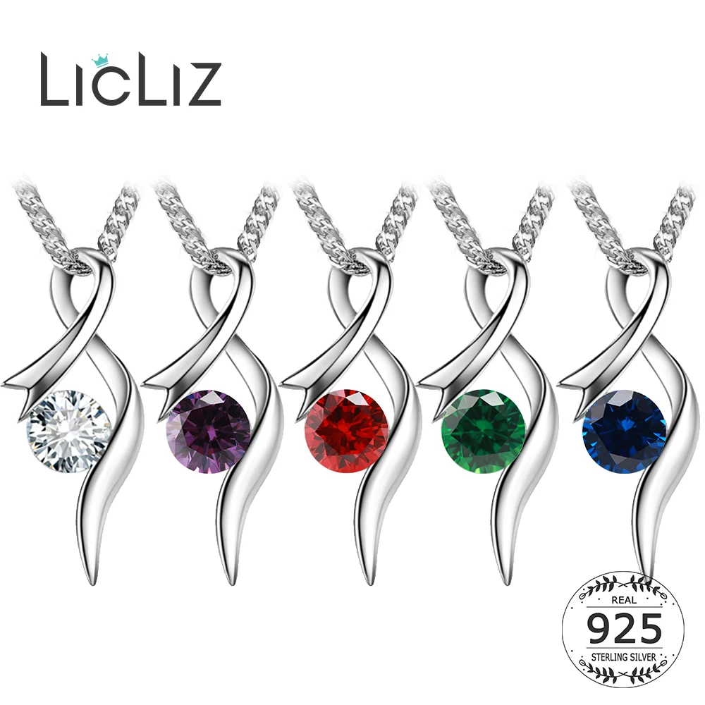LicLiz серебро 925 пробы прозрачный фиолетовый красный зеленый синий CZ подвеска из