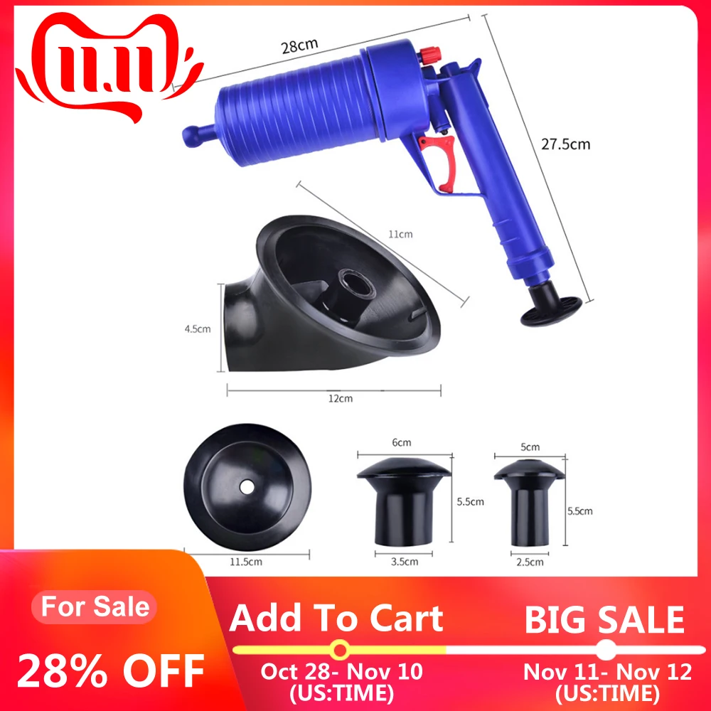 

High Pressure Powerful Manual sink Plunger Opener cleaner pump Air Power Drain Blaster gun for Bath Toilets Bathroom Show