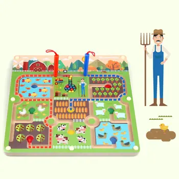 

3D Wooden Magnetic Maze Puzzle Interactive Toys Magnet Beads Maze Children's Educational Handcraft Puzzle Toys Edu tional Toys