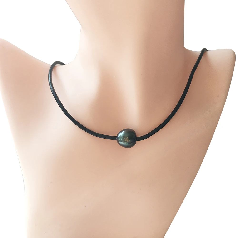 Collana Di Perle Barocche Di Tahiti Naturali In Vera Pelle Di Buona Qualità 100% Perla Di Sale Marino Di Tahiti Naturali, Chiusura In Acciaio Inossida