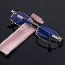 Металлическая полуоправа с коробкой прозрачные линзы анти-голубые лучи очки Pcresbyopic очки от УФ протектор компьютерные очки