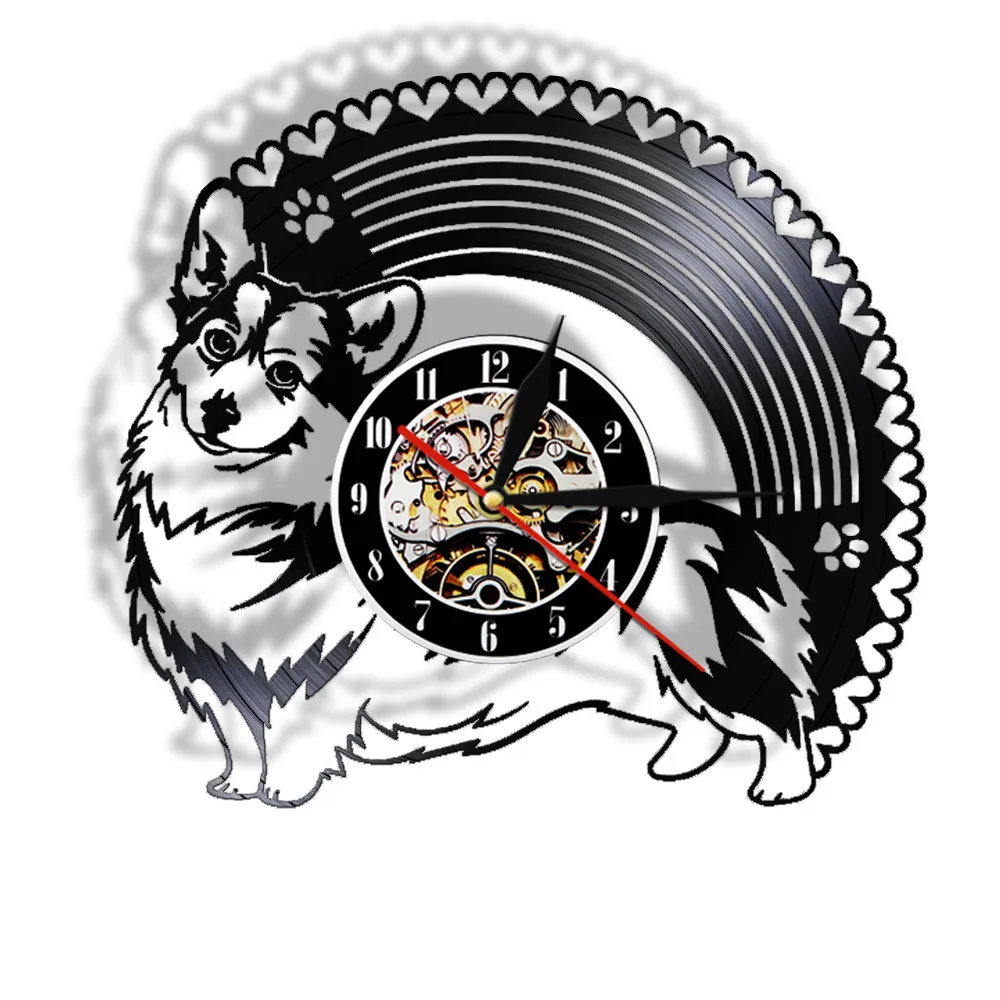Cardigan Welsh Corgi Dog Pet Silennt Orologio Da Parete Antigraffio Per Soggiorno Pembroke Welsh Corgi Orologio Da Record In Vinile Decorazioni Per La
