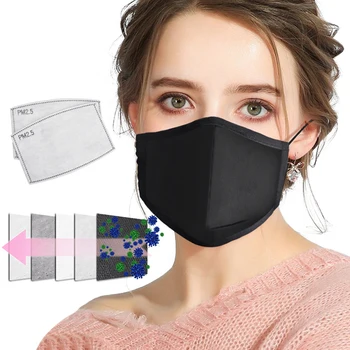 

DWTS PM2.5 Cotton Black mouth Mask anti dust mask Activated carbon filter Windproof Mouth-muffle bacteria proof Flu Face masks