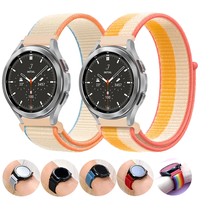 Ремешок нейлоновый для Samsung Galaxy Watch 4/Classic/3 45 мм/active 2/Gear S3 браслет наручных часов