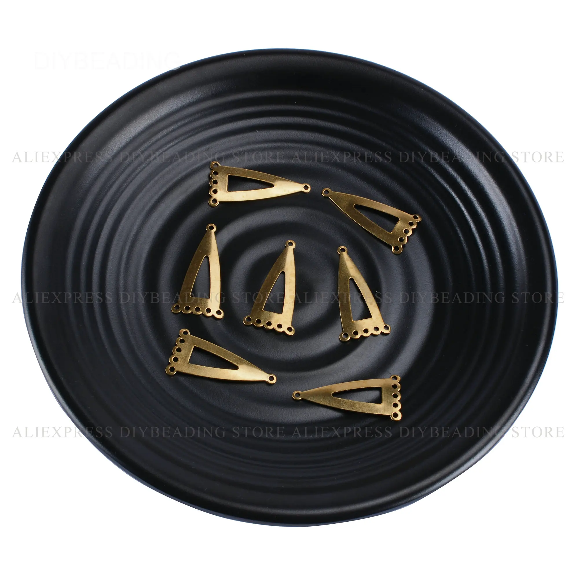 

20-1000 Pcs Multi Holes Triangle Charms Finding Curved 15*30mm Brass Geometric Component for Chandelier Dangling Earrings Making