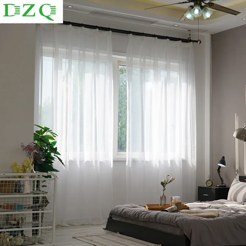 Однотонная белая Тюлевая занавеска s для гостиной современные прозрачные