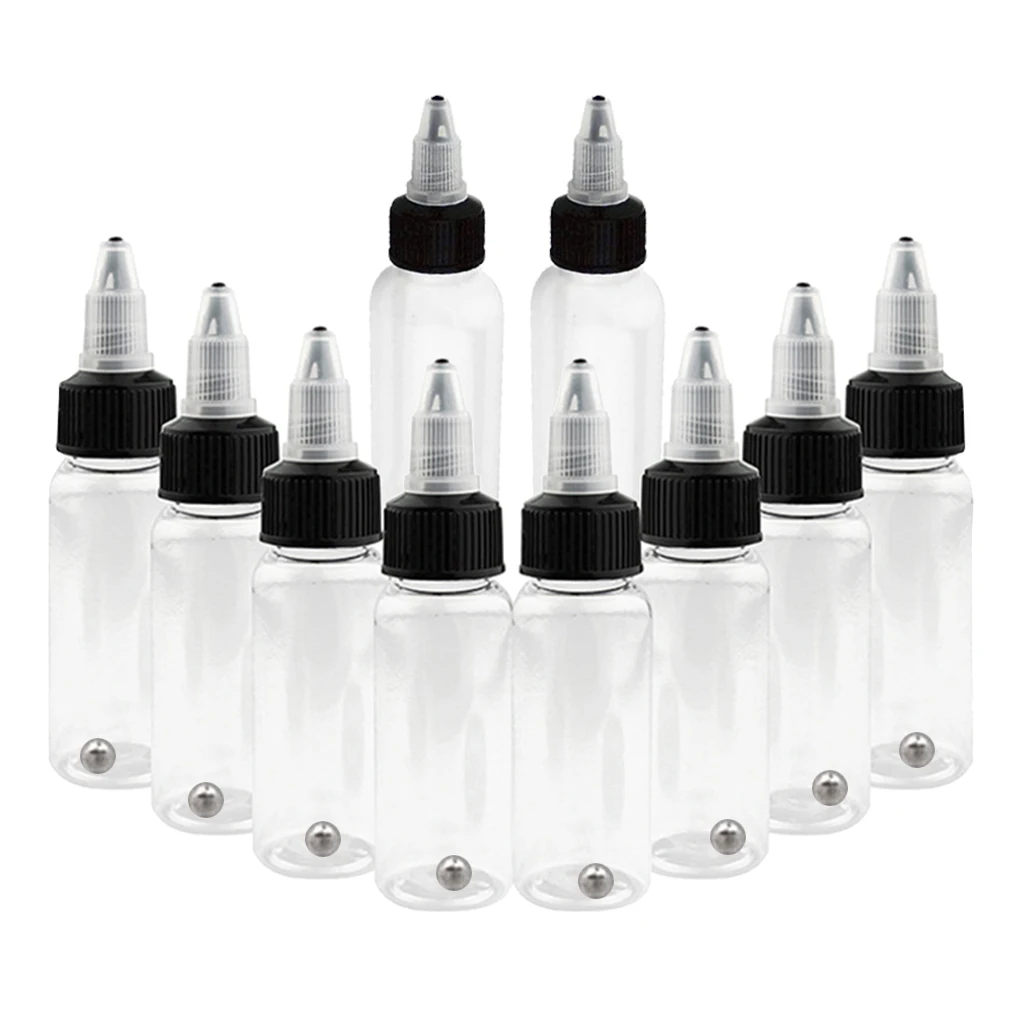 5-10pcs 30/50/60/120/250ml Recyclable Clear Tattoo Airbrush Ink Pigment Bottles Empty Bottle Container For Tattoo Ink Color 3