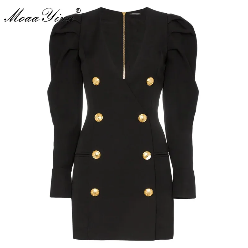 MoaaYina модное дизайнерское подиумное платье Весна Лето Женское с v образным