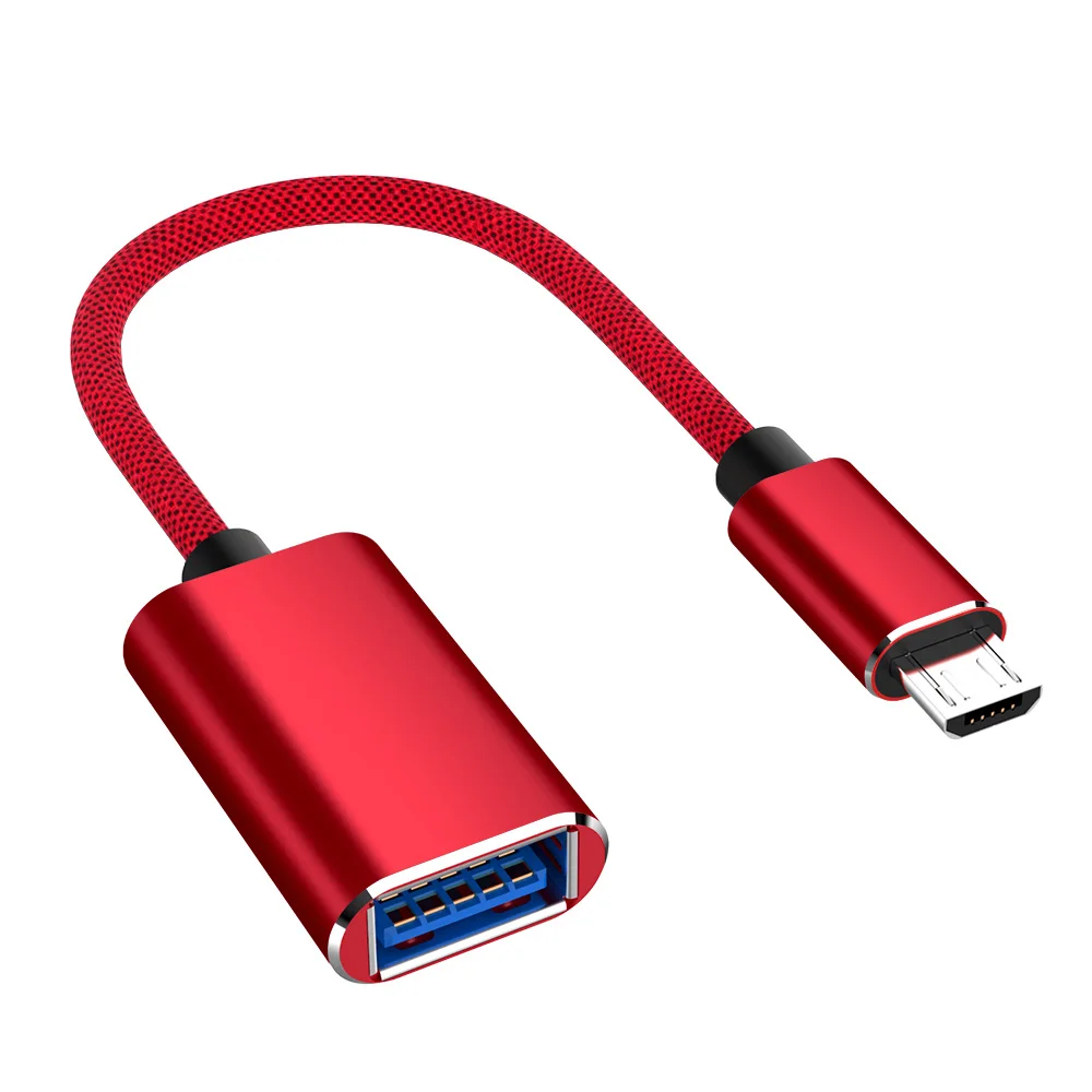 Micro USB OTG кабель Android USB мужчина к USB 3,0 Женский металлический конвертер для samsung huawei U диск мышь USB3.0 Micro USB к OTG - Цвет: Красный