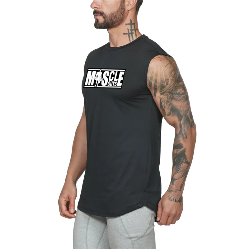 Хлопковая спортивная одежда Muscleguys, майка для фитнеса, Стрингер, мужские майки без рукавов для мальчиков, майка для бодибилдинга, майка для тренировок