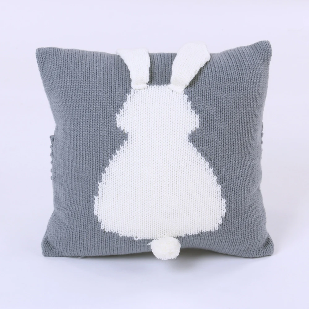 grey Наволочка 35x35 см Очаровательная декоративная наволочка Kawaii с рисунком кролика, мягкая детская наволочка, домашний диван, Автомобильная подушка, принадлежности 35x35 см - Цвет: grey