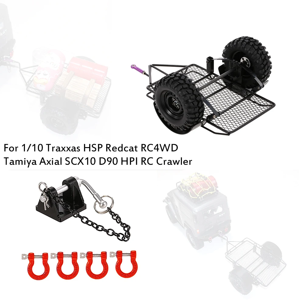 

Metal RC Cars Trailer for 1/10 Traxxas HSP Redcat RC4WD Tamiya Axial SCX10 D90 HPI RC Crawler