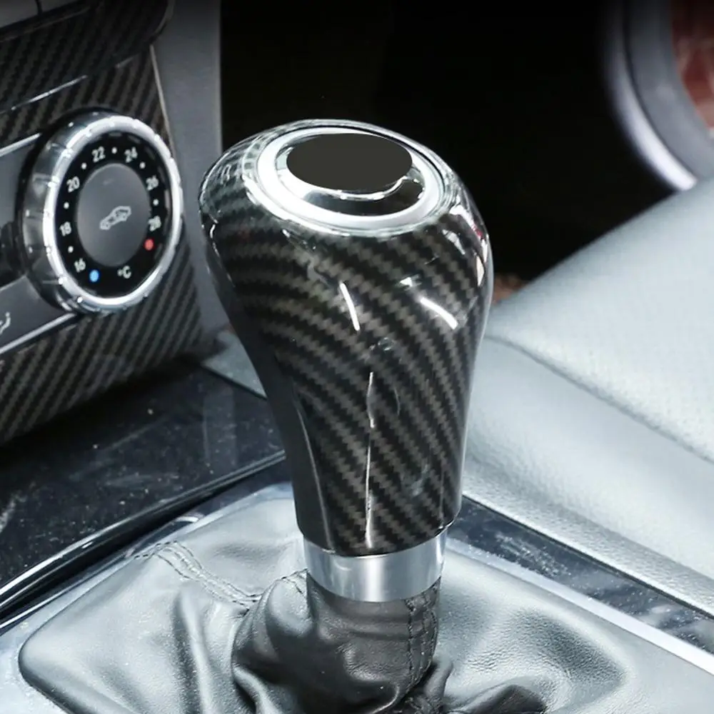 Car Sticker Carbon Fiber Manual Gear Knob Shifter Lever Covers For