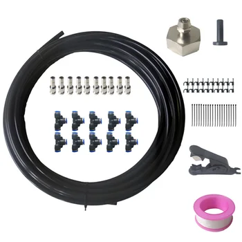 

10M Spray Hose Misting System Kit Outdoor Cooling Brass For Patio Water Sprinkler Low Pressure Umbrellas Greenhouse Plants