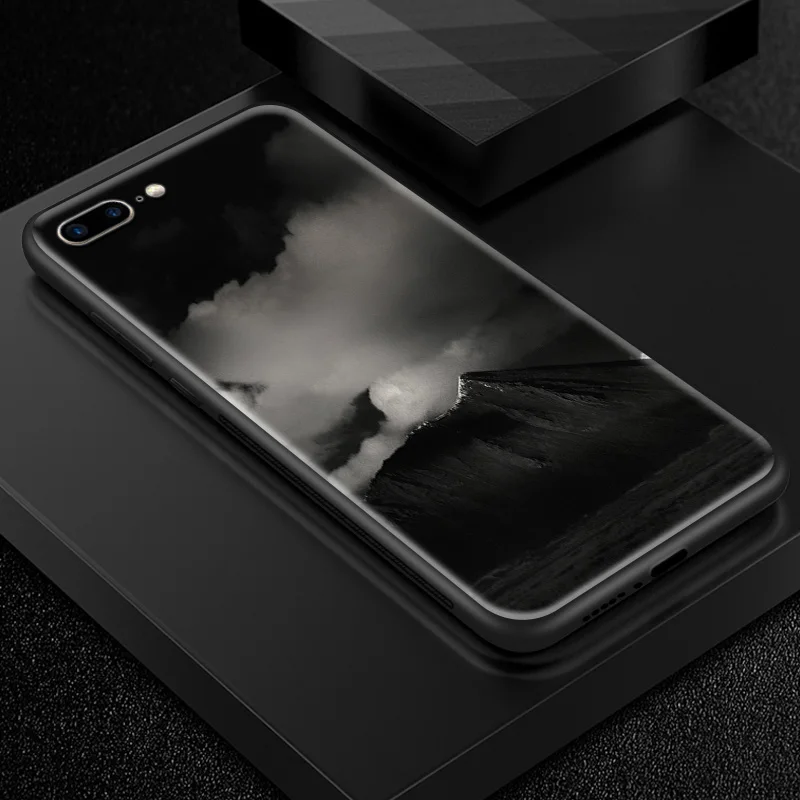 Закаленное стекло чехол для iPhone 5 5S SE 6 6S 7 8 Plus X XR XS MAX TPU Рамка для OnePlus 3 3T 5 5T 6 6T 7 7 Pro Дизайн Темные ракушки - Цвет: W349
