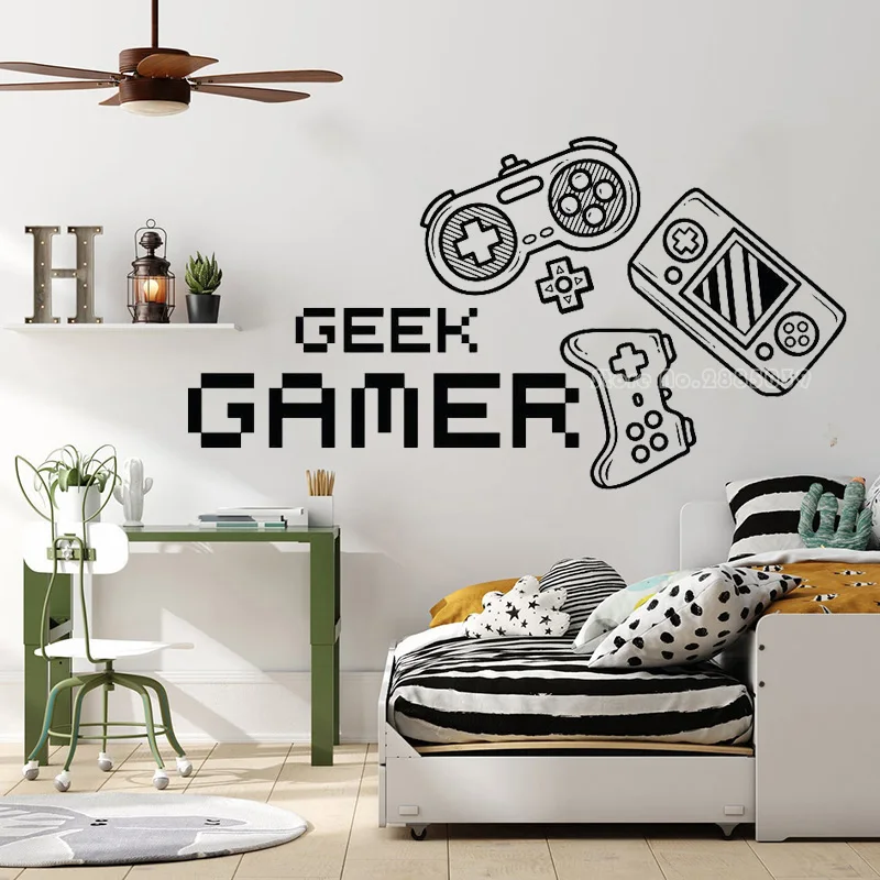 Autocollant mural en vinyle Gamer Geek, décoration de salle de jeux, autocollant  mural, jeu vidéo, ordinateur, cadeaux Geek, LL2453 - AliExpress