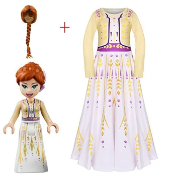 

Frozen 2 cosplay princess Anna Children's Snow Queen anime dress and wig Halloween kid show costume Christmas party costume prop