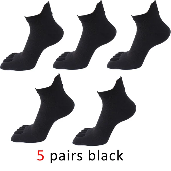Черный VERIDICAL Five Finger Socks cotton solid Protect the ankle toe socks breathable compression socks 5 pairs/lot Good Quality socks - Цвет: Черный