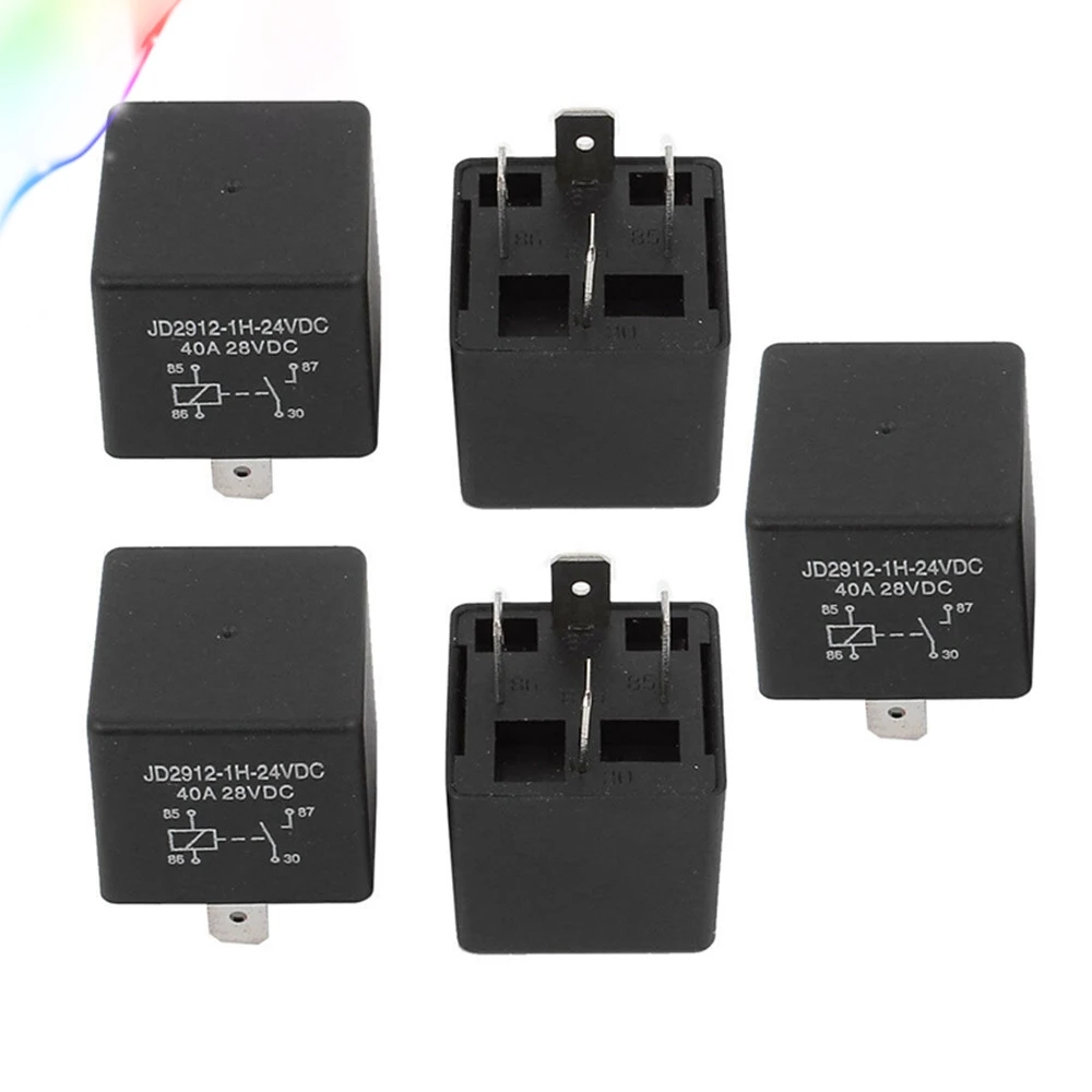 

JD2912 DC 24V 12V Coil 40A 4 Pins SPST Vehicle Car Security Power Relay 5pcs