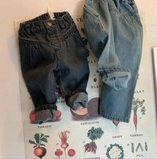 Новое поступление, джинсовые штаны для девочек, весенние модные джинсовые штаны для маленьких детей 1-7 лет