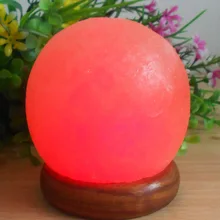 Ночной светильник с usb-портом сферическая деревянная основа соль лампа семь цветов переменный цвет лампа круглая настольная лампа Арт Деко прикроватная лампа