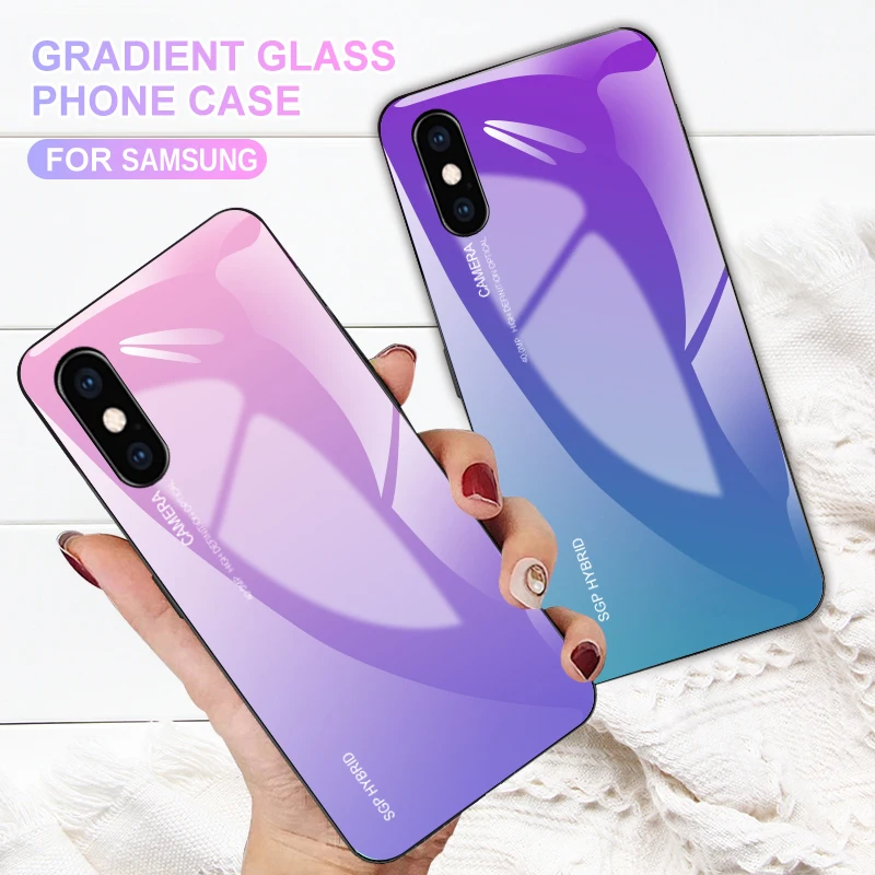 

Color Silicone Phone Case For Samsung Galaxy A50 A 50 SM A505F Tempered Glass Back Cover For Samsung A40 A70 A30 A20 A10 Cases