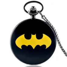 IBEINA, модные черные кварцевые карманные часы с Бэтменом, винтажные мужские и женские часы с подвеской, подарок