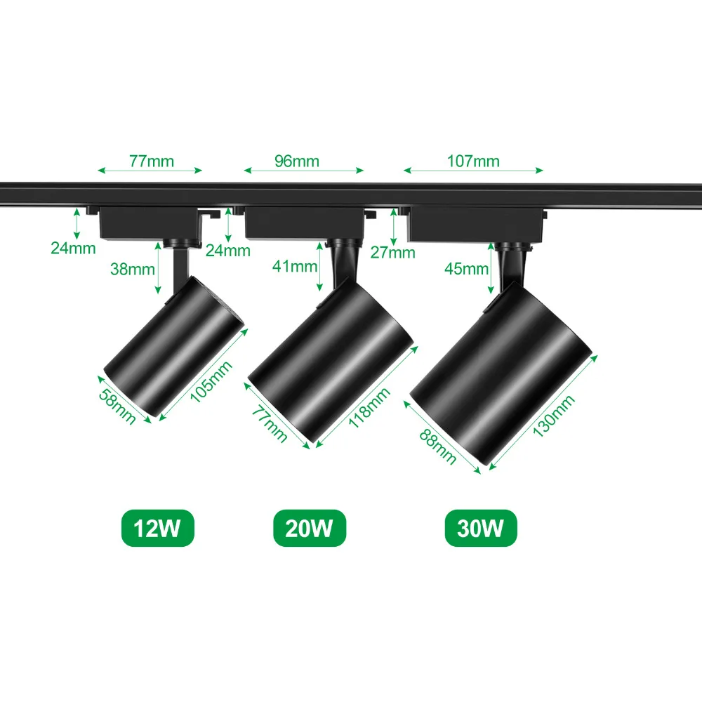 Светодиодный Трековый светильник 12 Вт 20 Вт 30 Вт COB светодиодный Трековый рельс лампа алюминиевая трековая лампочка прожекторов светильник ing AC220V для витрин магазина одежды